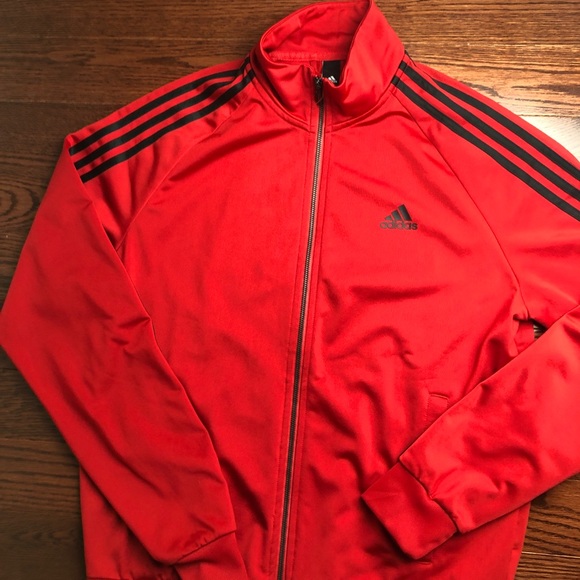 red adidas zip up hoodie
